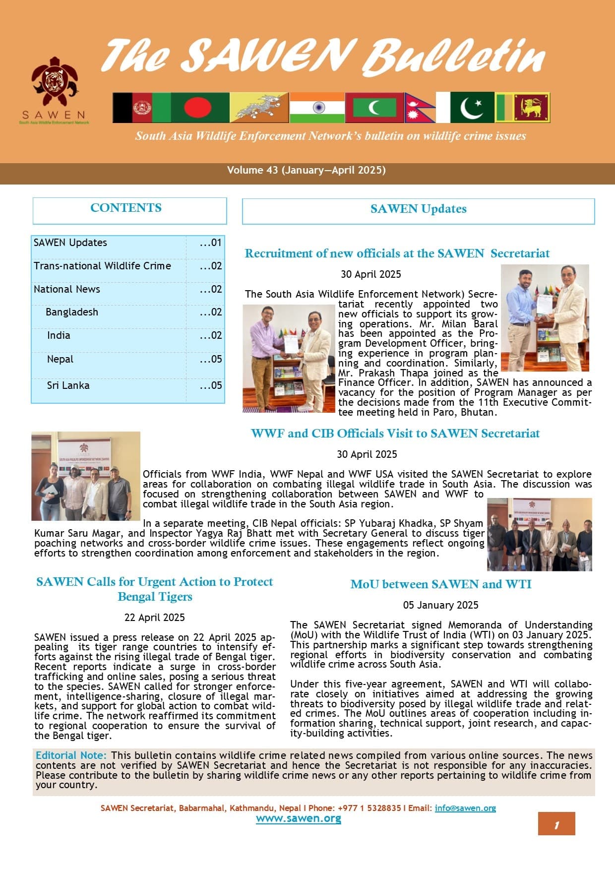 Cover of SAWEN Bulletin Volume 43