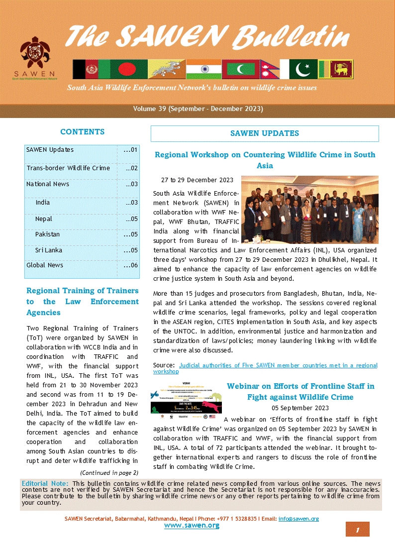Cover of SAWEN Bulletin Volume 39